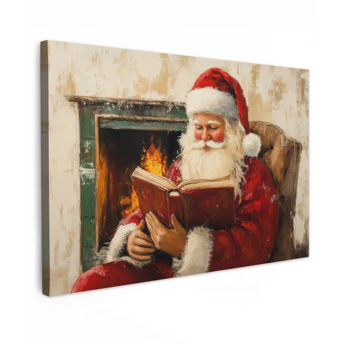 Kerst - Kerstman - Winter - Open Haard canvas 2cm klein -z3d