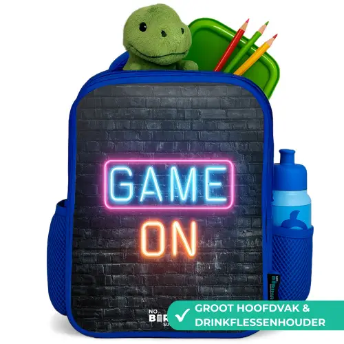 Game - Letters - Neon Kinderrugzak - Blauw middel -inhoud_NL