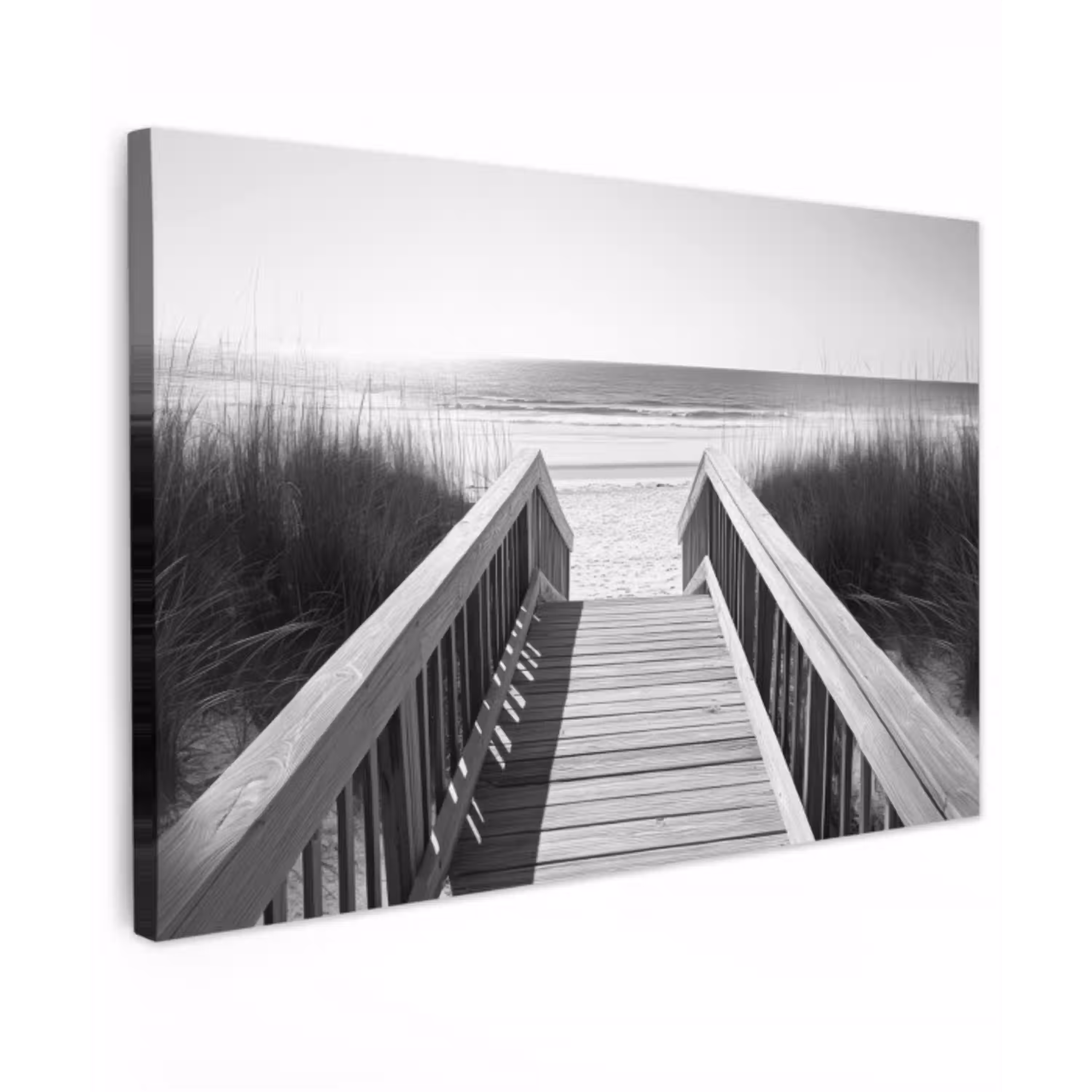 Loopbrug - Hout - Strand - Zee Tuinposter op houten frame 2 cm dik klein -3d