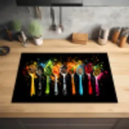 Lepels - Kruiden - Modern - Graffiti - Verf - Kleurrijk Inductie beschermer vinyl 3mm klein -sfeer5