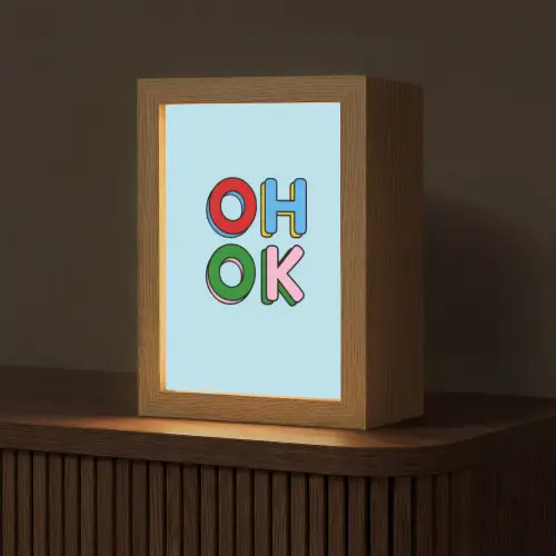Oh ok - Blauw - Kleurrijk Light Box met kabel (Tafellamp) klein -z3d_website