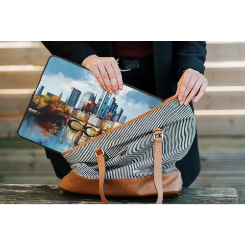 Bomen Frankfurt- Stad - Skyline - Brug laptophoes neopreen klein -tas