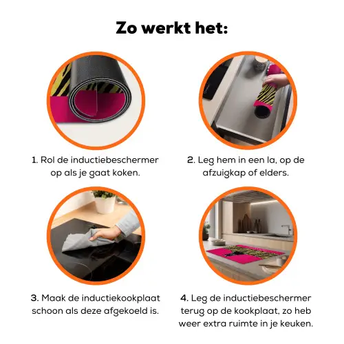 Kat - Baas - Roze - Tijgerprint Inductie beschermer vinyl 3mm klein -zzzzzzz-td-werking