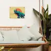 Triceratops - Cirkel - Oranje - Hoorns tuinposter los doek klein -sfeer7