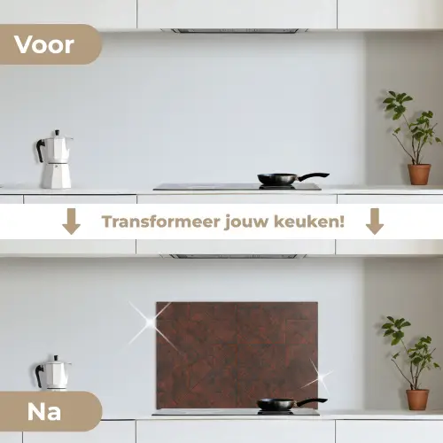 Patroon - Geometrisch - Bruin - Roest keuken achterwand spatscherm klein 900 -voor_na_NL