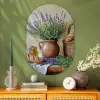 Lavendel - Brood - Stilleven Wandcirkel Ovaal Glas middel -sfeer2