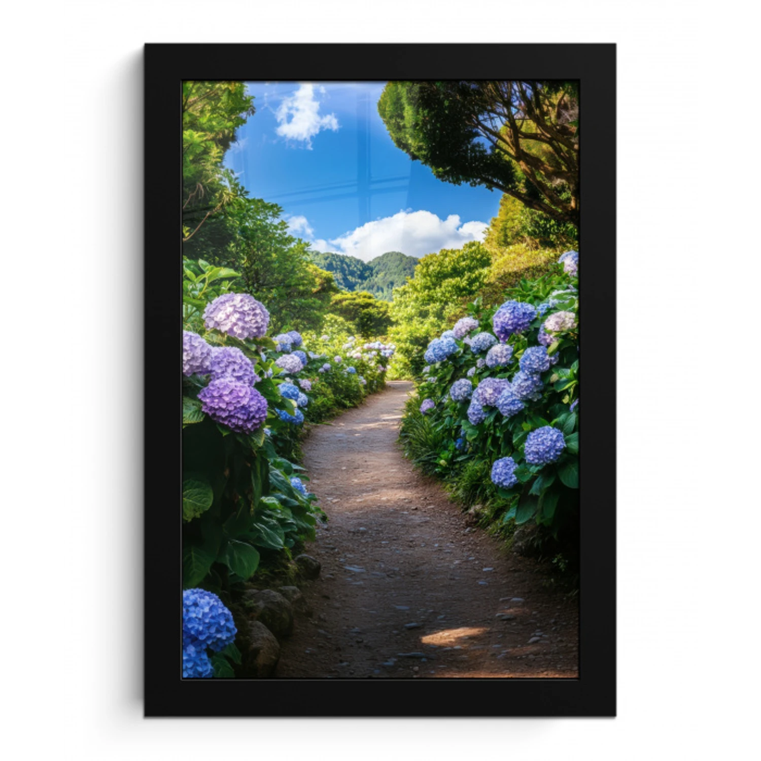 Hortsensia - Pad - Bloemen fotolijst zwart zonder passe partout klein -3d