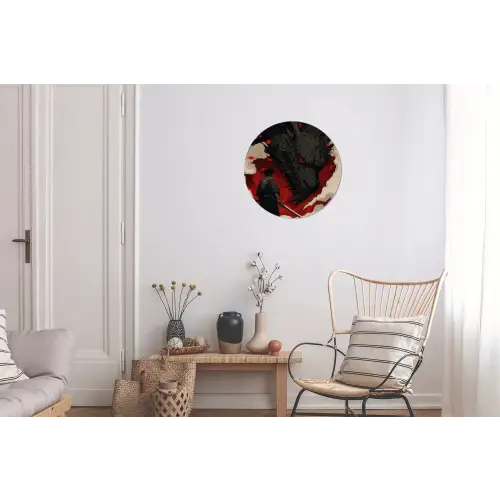Krijger - Draak - Zwart - Rood - Rook Wandcirkel aluminium klein -woonkamer