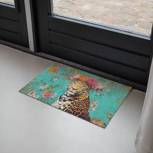 Luipaard - Bloemen - Kroon Deurmat klein -sfeer2