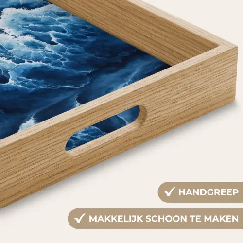 Golven - Blauw - Schuim Dienblad Rechthoek middel -USP_HandgreepNL