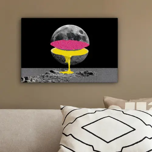 Maan - Geel - Roze - Zwart canvas 2cm klein -sfeer3