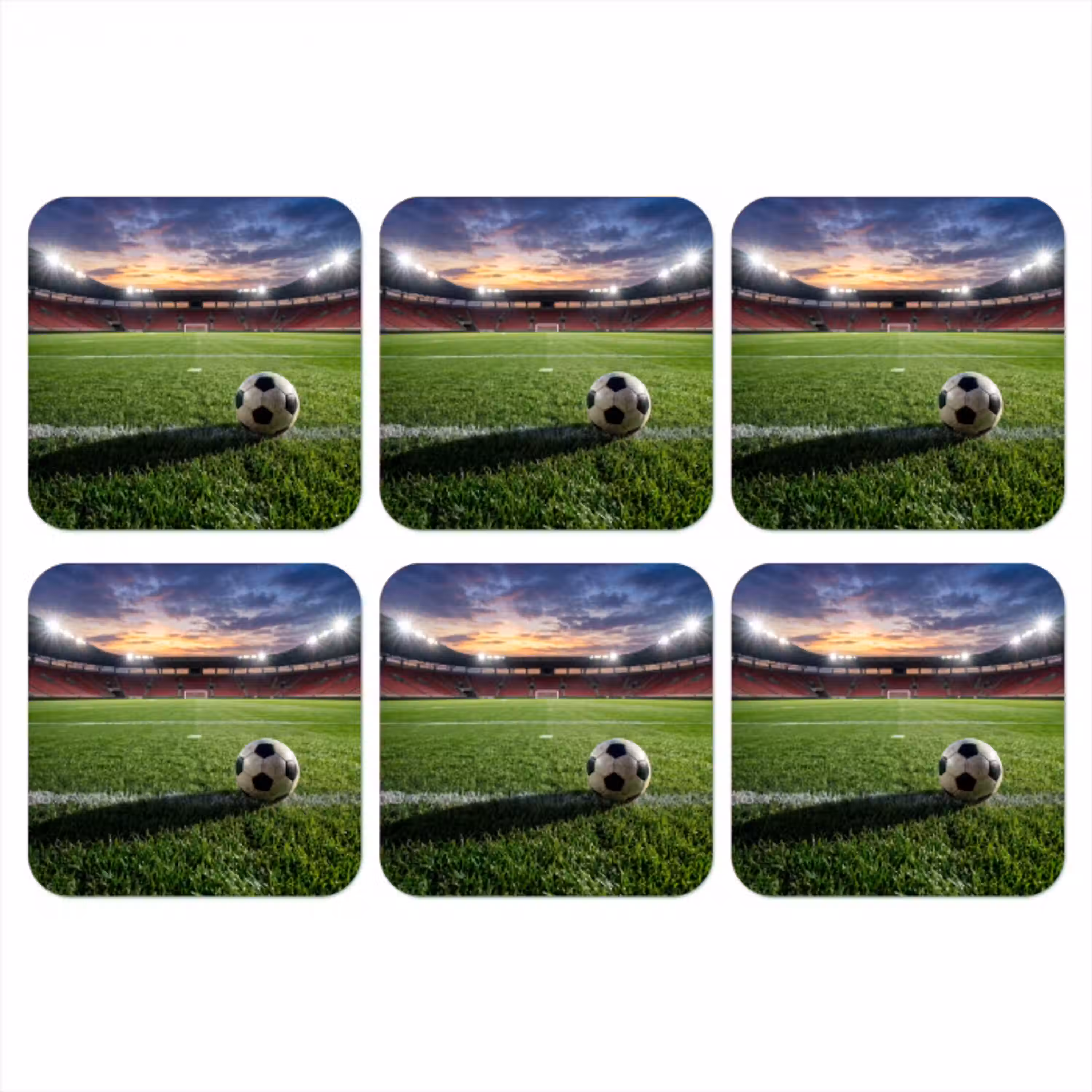 Voetbal - Stadion - Sport - Groen onderzetter kurk middel -3d