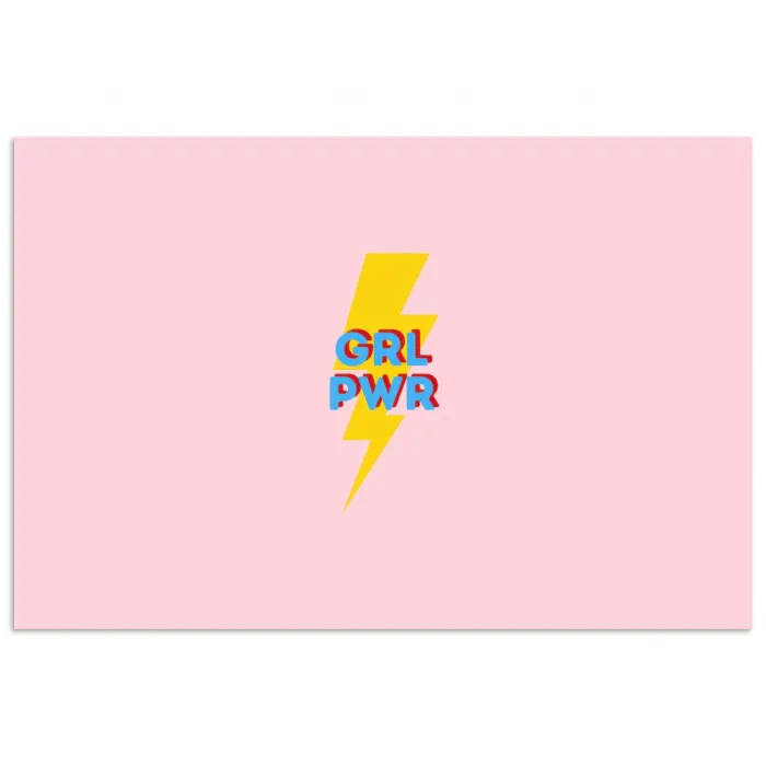 Grl pwr - Bliksem - Roze poster papier klein -3d
