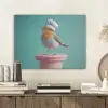 Roodborstje - Vogel - Koksmuts - Sokkel PET vilt klein -sfeer1