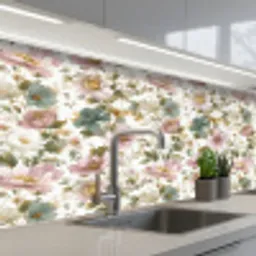 Bloemen - Patroon - Pastel keuken achterwand 2 middel 871 -3d_schuin