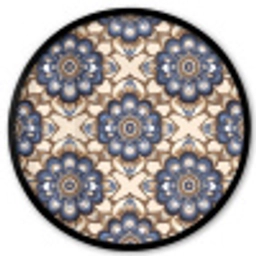 Floraal - Ornament - Blauw Fotolijst rond zonder passe partout klein 856 -3d