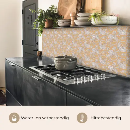Paisleymotief - Wit - Bloemen - Geel keuken achterwand 2 middel 871 -usp_NL