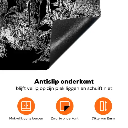 Jungle - Bomen - Bladeren - Tropical Inductie beschermer vinyl 3mm groot -zzzzzzz-td-onderkant