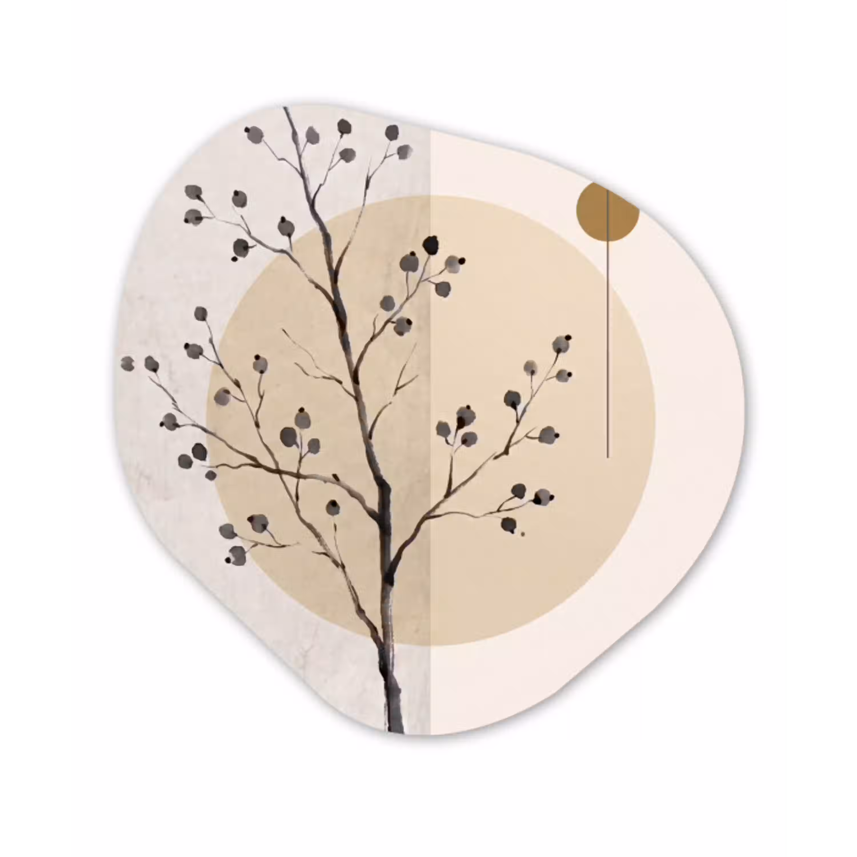 Plant - Abstract - Beige Wandcirkel Organisch Aluminium middel -3d