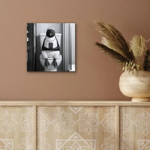 Pinguïn - Telefoon - Toilet - Zwart - Wit aluminium wit klein -sfeer4