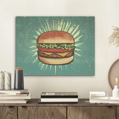 Hamburger - Illustratie - Sla - Kaas PET vilt klein -sfeer1