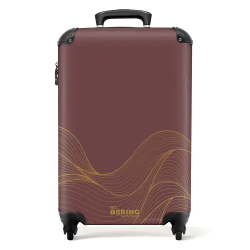 Minimal - Kastanjebruin met gouden golven NBS - Handbagage koffer - Unisex middel -productfoto_recht