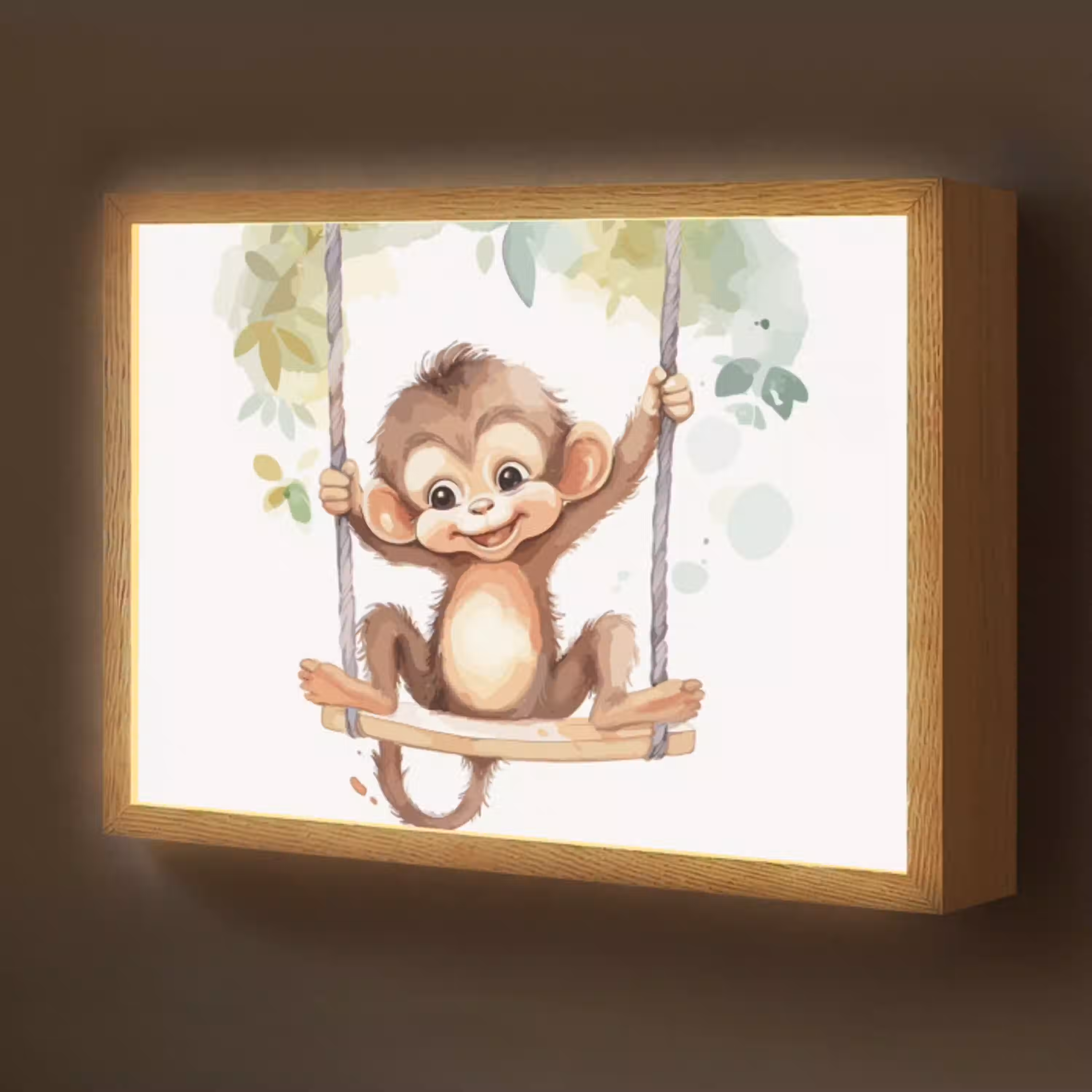 Aap - Dier - Kinderen - Jungle Light Box met batterij (Wandlamp kind) middel -z3d_website