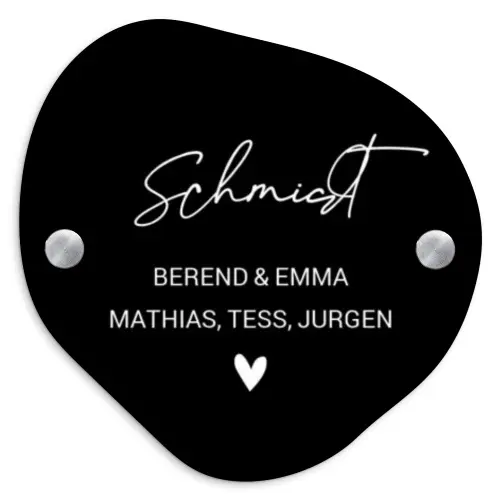 Zwart vlak - Sierlijk Naambord Organisch middel -3d