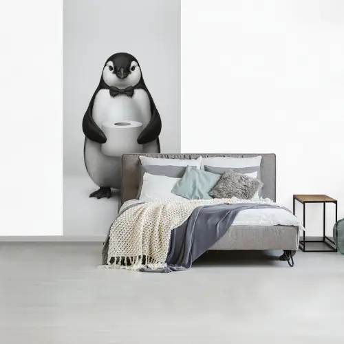 Pinguïn - WC rol - Wit fotobehang vinyl groot -slaapkamer