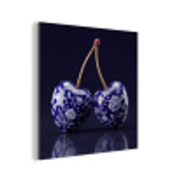 Porselein- Kersen - Delfts - Blauw aluminium wit klein -3d