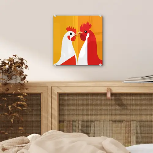 Kippen - Oranje - Vlakken plexiglas 5mm klein -sfeer4
