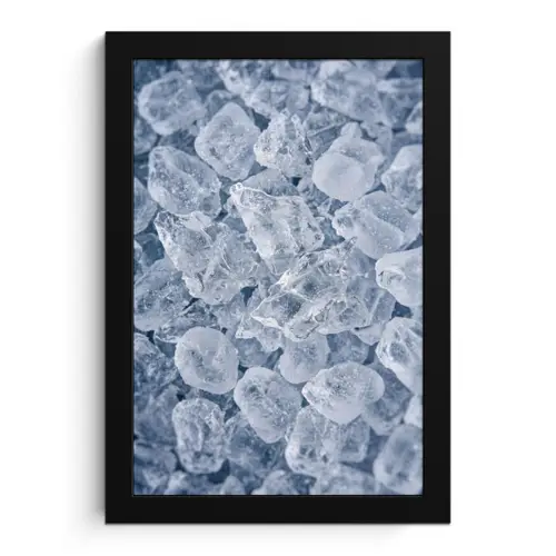 Ijsblokjes - Water - Blauw fotolijst zwart zonder passe partout klein -3d