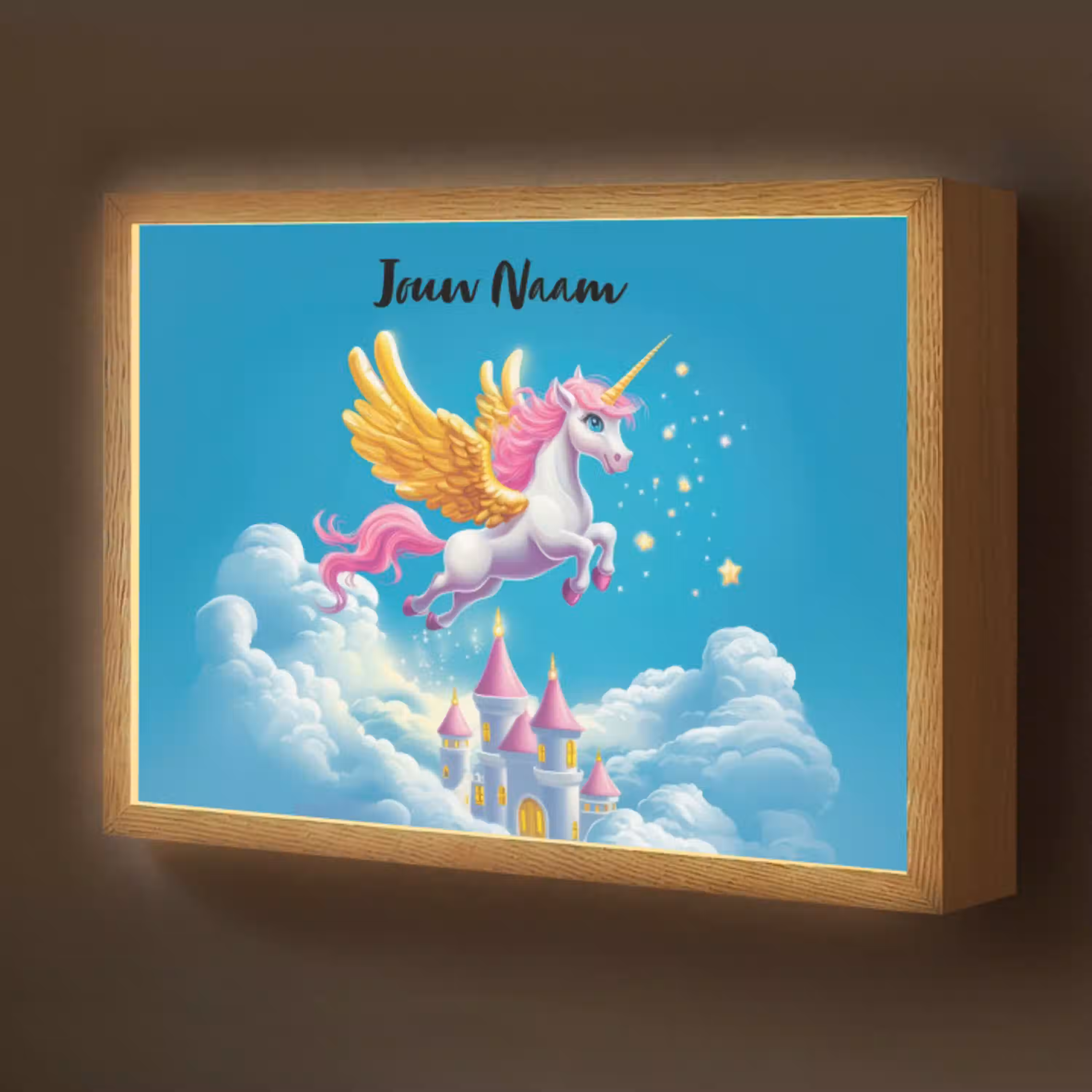 Eenhoorn - Fantasie - Kasteel Light Box met batterij (Wandlamp kind) middel -z3d_website