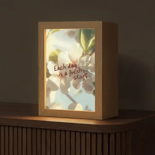 Bloesems - Zonlicht - Quote - Wit Light Box met kabel (Tafellamp) klein -z3d_website
