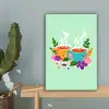 Thee - Illustratie - Kopjes - Bloemen canvas 2cm klein -sfeer4