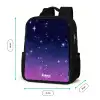 Sterren - Galaxy - Blauw - Roze Rugzak - Zwart middel -productfoto_formaten