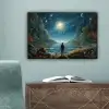 Gebergte - Water - Maan - Sterren canvas 2cm klein -sfeer4