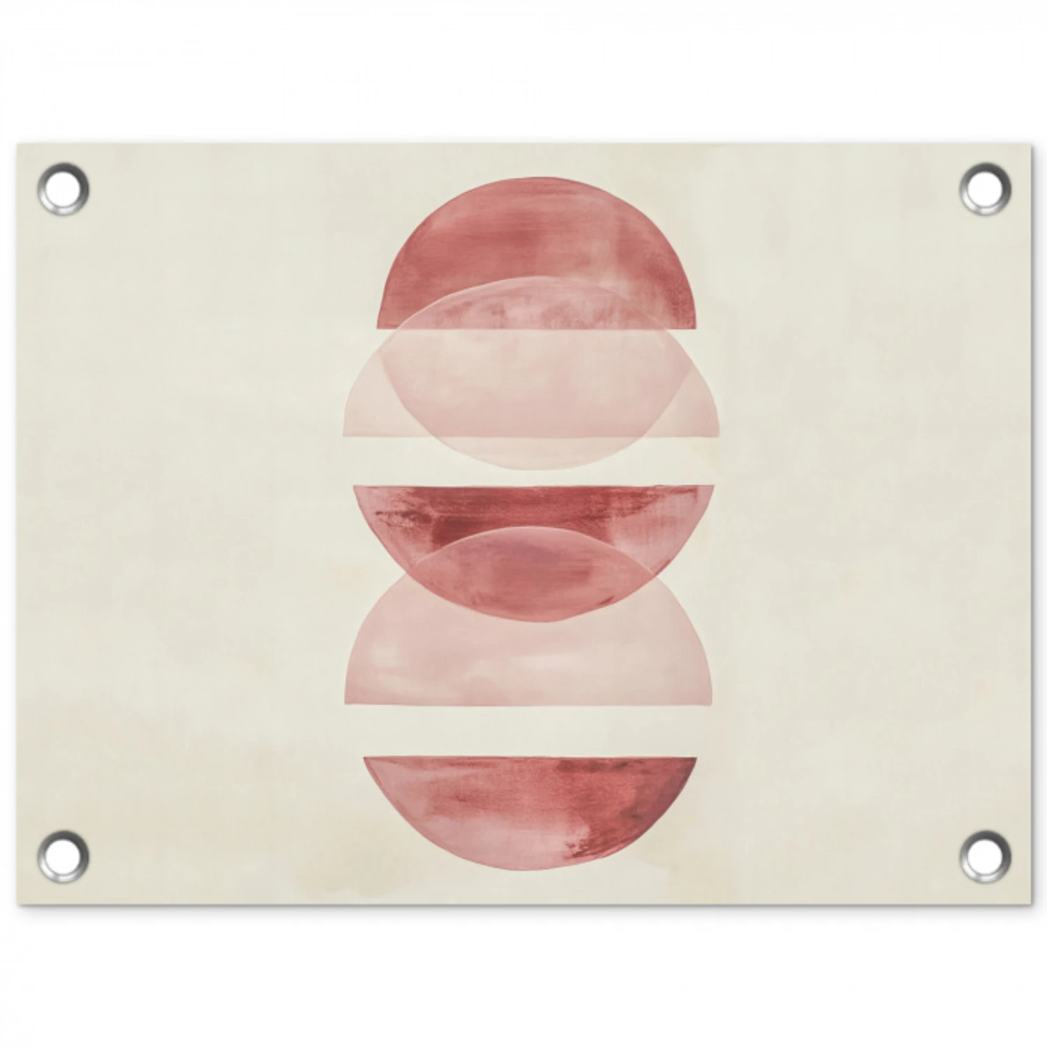 Minimalistisch - Cirkels - Roze tuinposter los doek klein -3d