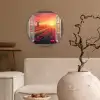 Doorkijk - Tulpen - Zonsondergang - Bloemen - Kleurrijk Wandcirkel plexiglas klein -sfeer1