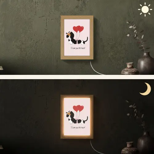 Hond - Teckel - Valentijn - Love Light Box met kabel (Wandlamp) klein -sfeer3
