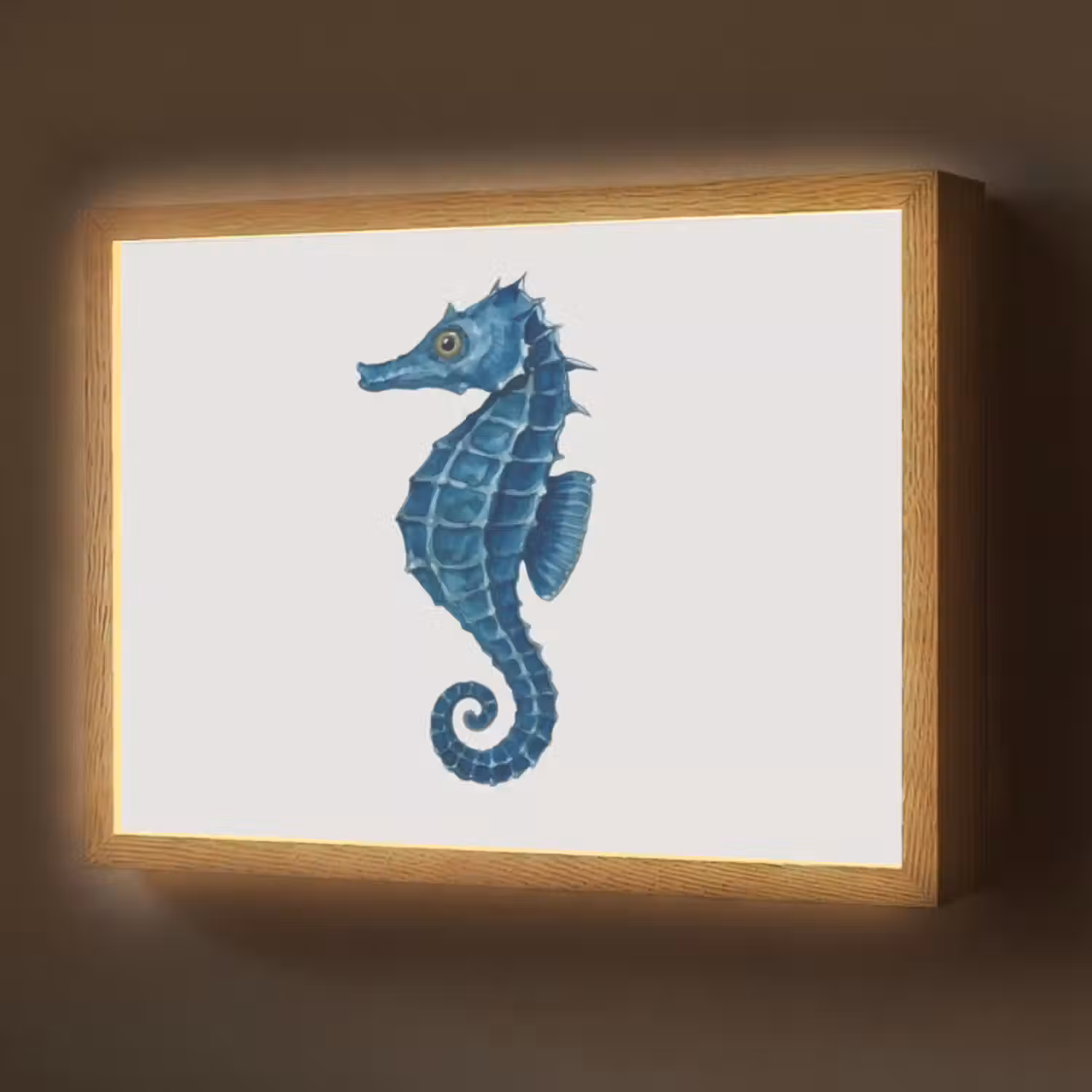 Lightbox - Wandlamp - Zeepaardje - Staart - Blauw
