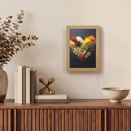 Specerijen - Mix - Hartvorm - Zwart Light Box met kabel (Tafellamp) klein -sfeer2