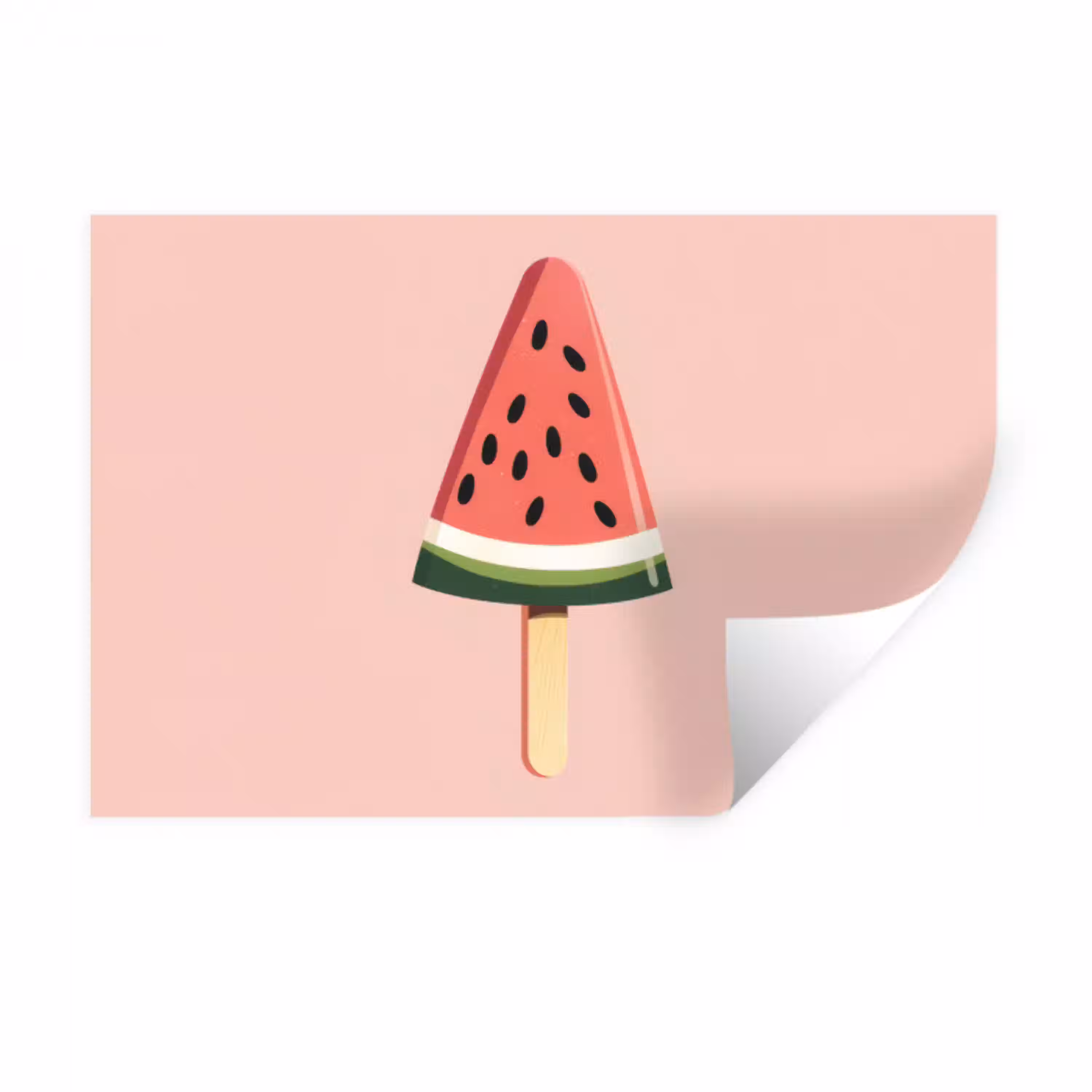 Watermeloen - Ijsje - Pitjes - Rood Muursticker klein -3d