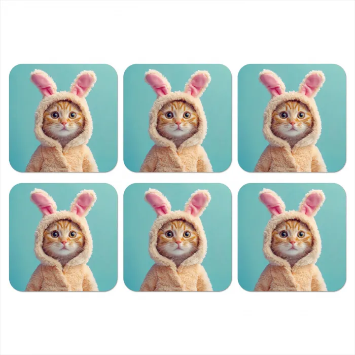 Paashaas - Kat - Kostuum onderzetter kurk middel -3d