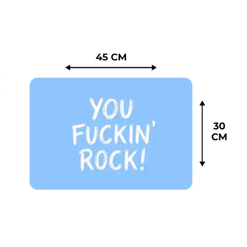 Blauw - Wit - You fuckin rock Placemat vinyl groot -specs
