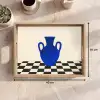 Vaas - Blauw - Geblokt - Modern Dienblad Rechthoek middel -USP_Formaat