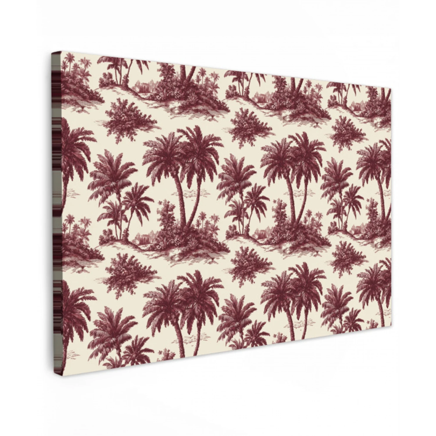 Tropisch - Geometrisch - Bordeauxrood canvas 2cm klein 34 -z3d