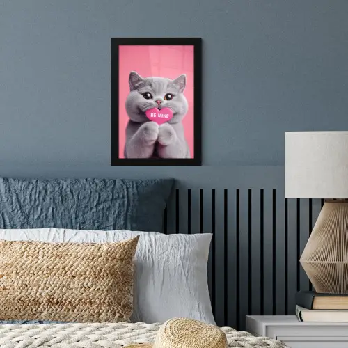 Kat - Valentijn - Roze - Liefde fotolijst zwart zonder passe partout klein -sfeer3
