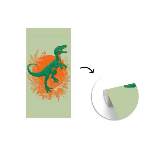 Dinosaurus - Groen - Planten - Cirkel fotobehang vinyl groot -3d