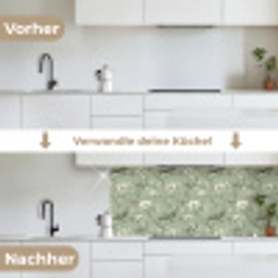 Klassiek - Botanisch - Groen keuken achterwand 2 middel 871 -voor-na_DE